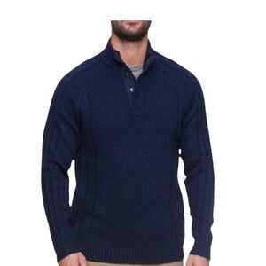 Flag & Anthem Navy Mock Neck Pullover Medium NWT | Snap Front Ribbed Trim